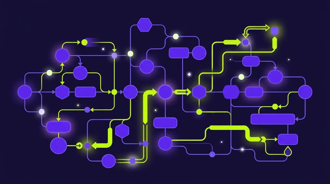 Diagrama de flujos de automatización n8n conectando distintos sistemas empresariales